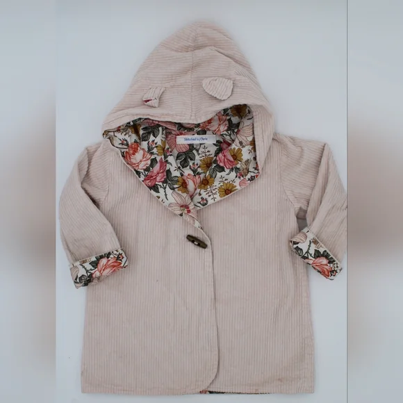Handmade Toddler Girls Pink Corduroy Hooded Jacket – Size 3 - Picture 1 of 9